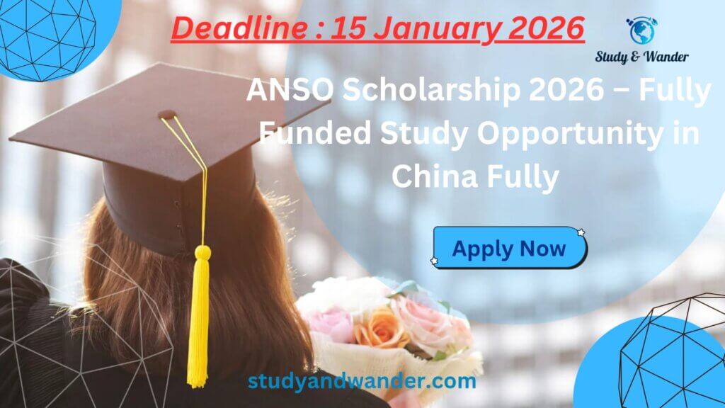 Banner with the ANSO Scholarship 2026 logo and Chinese university campuses